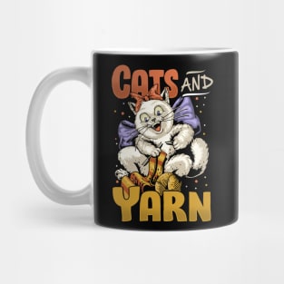 Cats And Yarn Cute Cat Tee For Quilting Funny Yarn Quilt Tee Mug